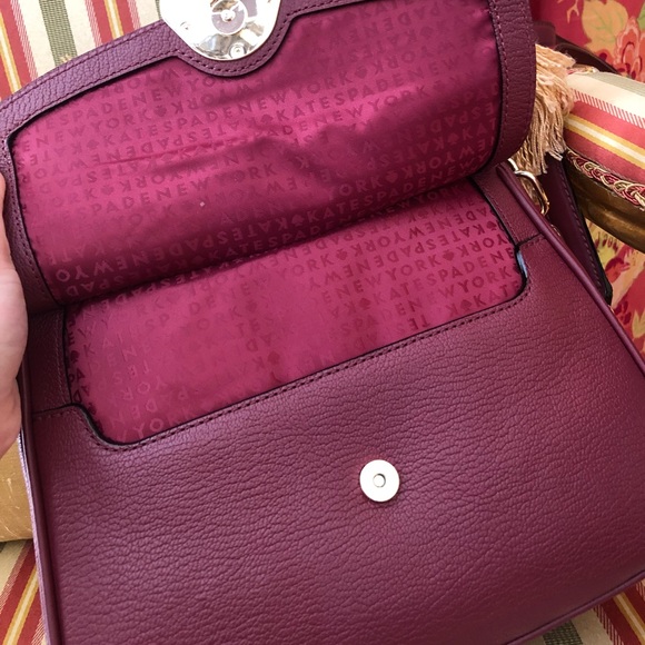 NWT Kate Spade Maroon Leather Crossbody Bag - Picture 3 of 8